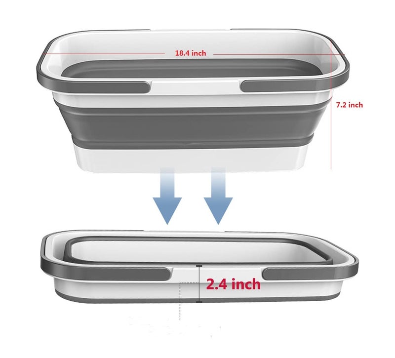 NEWCREATIVETOP Long Plastic Rectangular Handy Baskets/Mop Buckets (Collapsible Buckets 01-Grey) - Image 2