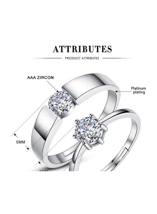 2 قطعة من البلاتين مطلي بالفولاذ المقاوم للصدأ الزركون مرصع زوجين