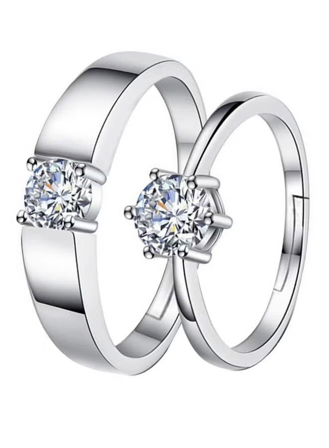 2 قطعة من البلاتين مطلي بالفولاذ المقاوم للصدأ الزركون مرصع زوجين