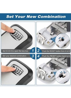 Y&D Security Key Lock Box, 4 Digit Metal Outdoor Safe Weatherproof box for House Key, Wall Mount Storage, Resettable Code  - Image 3