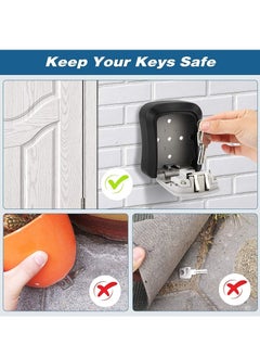 Y&D Security Key Lock Box, 4 Digit Metal Outdoor Safe Weatherproof box for House Key, Wall Mount Storage, Resettable Code  - Image 4