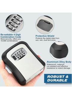 Y&D Security Key Lock Box, 4 Digit Metal Outdoor Safe Weatherproof box for House Key, Wall Mount Storage, Resettable Code  - Image 2