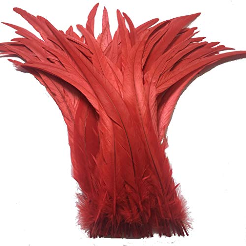 Shekyeon 12-14inch Rooster Tail Feather Used Hats Costume Decoration Pack of 50(red) - Image 1