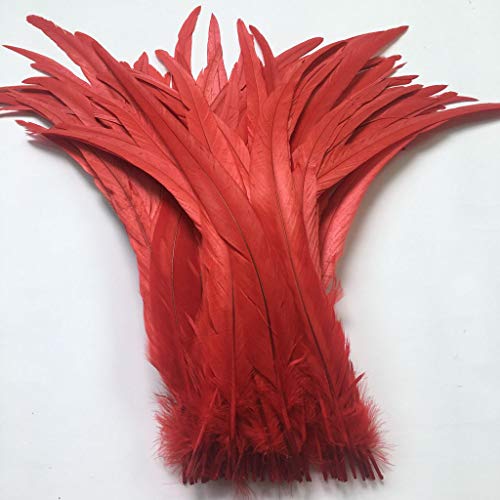 Shekyeon 12-14inch Rooster Tail Feather Used Hats Costume Decoration Pack of 50(red) - Image 2