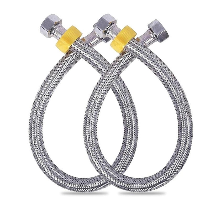 Cloudtail Cloudtail Connection PipeReplacement TubeHoseFlexibleLight Weight With BoltIdeal For KitchenBathroomRoPourifierGeyserHealth FaucetMaterial Stainless SteelColorSilverSize 24Set Of 2  - Image 1