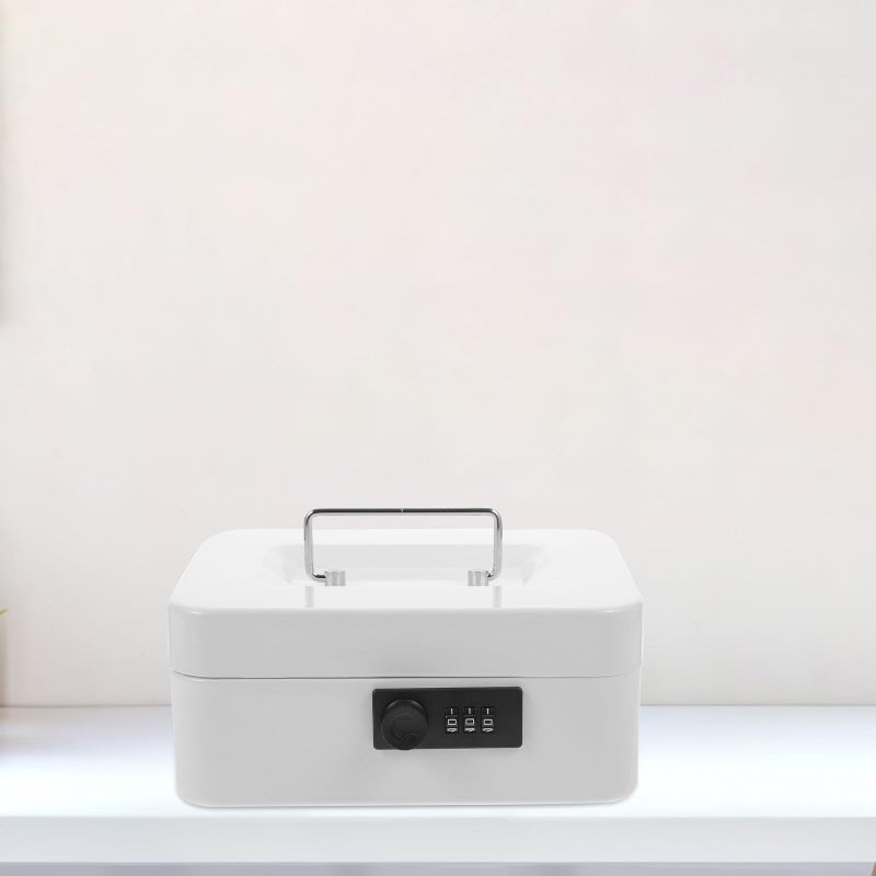 Metal Lockable Cash Box with Combination Code and Key for Home Office Money Storage Organizer - Image 4