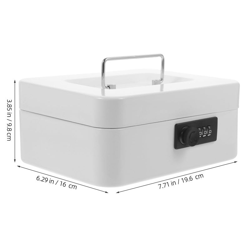 Metal Lockable Cash Box with Combination Code and Key for Home Office Money Storage Organizer - Image 3