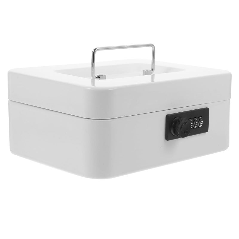Metal Lockable Cash Box with Combination Code and Key for Home Office Money Storage Organizer - Image 2