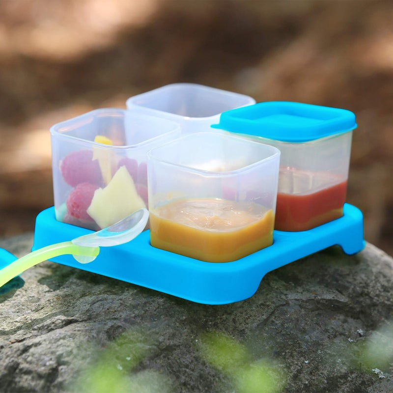 green sprouts Fresh Baby Food Unbreakable Cubes (4oz/4pk) | Store, carry, & serve homemade baby food | Lid provides leak-proof seal, Made from safer plastic, Embossed with measurements - Image 3