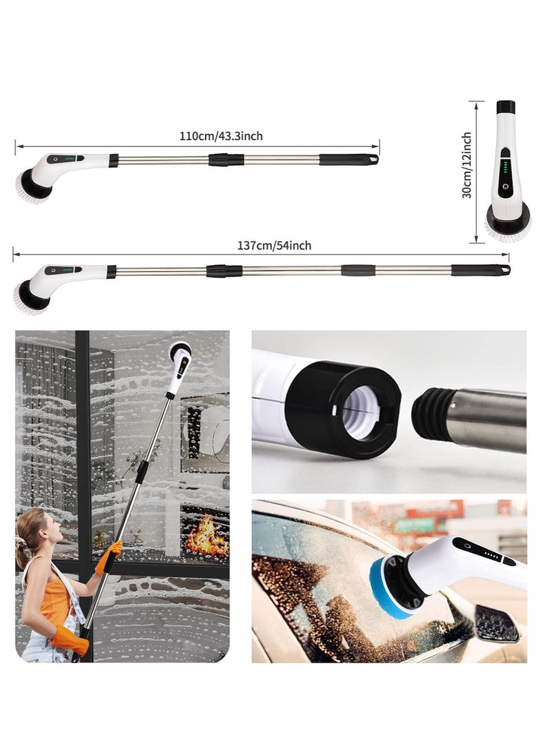 TIGER Cordless Electric Cleaning Brush with 7 Replaceable Brush Heads - 360° Rotating Scrubbing Mop with Adjustable Handle - Ideal for Bathroom, Kitchen, Bathtub & Tile Cleaning - White  - Image 4