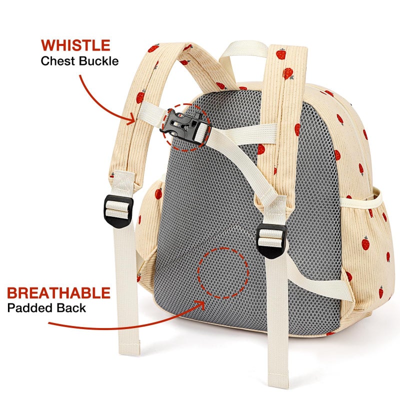 STEAMEDBUN Corduroy Kids Backpack for Girls and Boys 5-8: Girls Backpack for Elementary Kindergarten - 15 inch Cute Backpacks for Kids - Strawberry - Image 5