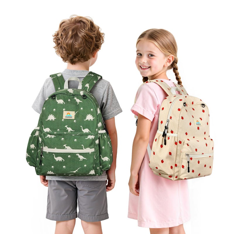 STEAMEDBUN Corduroy Kids Backpack for Girls and Boys 5-8: Girls Backpack for Elementary Kindergarten - 15 inch Cute Backpacks for Kids - Strawberry - Image 2