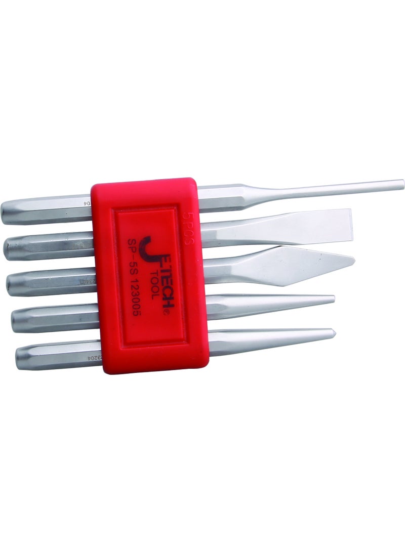 jetechtool Jetech 5-Piece Punch Set with Pin Punch, Taper, Cap, Center Punch & Cold Chisel for Metalworking, Automotive, and Craft Use - SP-5S - Image 1