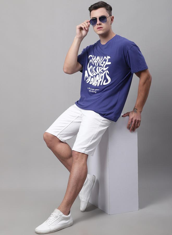 تايك تو تيشيرت رجالي أزرق داكن بطبعة جرافيك مقاس كبير من دور - Image 5