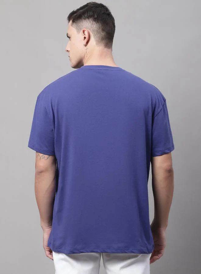 Take Two Men Navy Blue Graphic Print Oversized T-Shirt