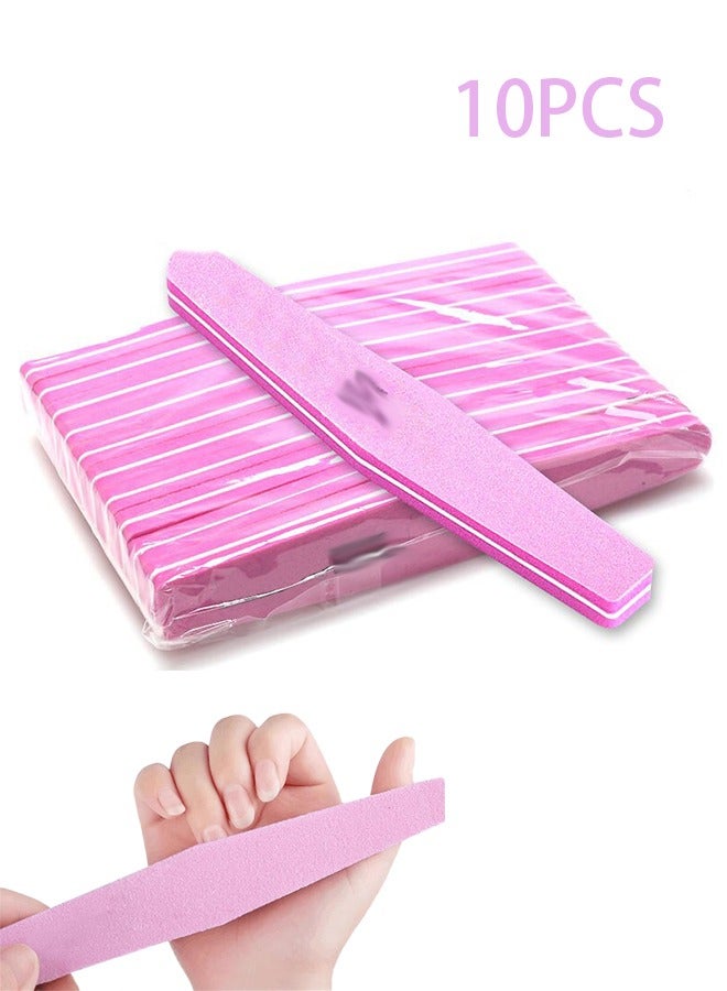 Generic Sponge Nail File & Nail Protector, High Elasticity Sponge Grinding Block, Sponge Nail File Polishing, Nail Tool, Nail Care Cushion Double-sided Design 100/180 Grit Nail Buffer Professional Nail Tool Color Pink 10 Strips - Image 1