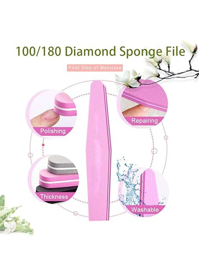 Generic Sponge Nail File & Nail Protector, High Elasticity Sponge Grinding Block, Sponge Nail File Polishing, Nail Tool, Nail Care Cushion Double-sided Design 100/180 Grit Nail Buffer Professional Nail Tool Color Pink 10 Strips - Image 2