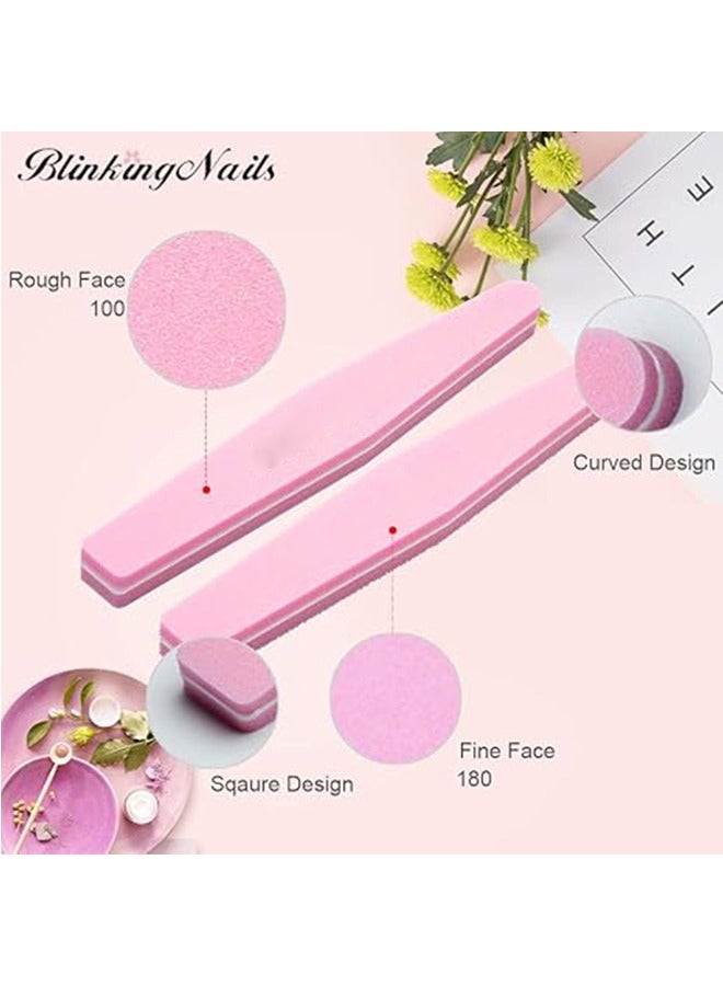 Generic Sponge Nail File & Nail Protector, High Elasticity Sponge Grinding Block, Sponge Nail File Polishing, Nail Tool, Nail Care Cushion Double-sided Design 100/180 Grit Nail Buffer Professional Nail Tool Color Pink 10 Strips - Image 3