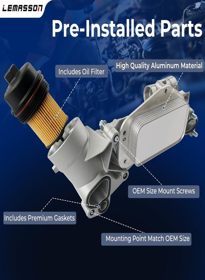 LEMASSON Engine Oil Cooler Filter Housing Assembly Adapter with Gaskets Compatible with 2008-2019 Chevy Cruze Sonic Aveo Malibu, Buick Cascada, Pontiac G3, Saturn Astra 1.6L 1.8L Replaces 918-432 25199751 - Image 4