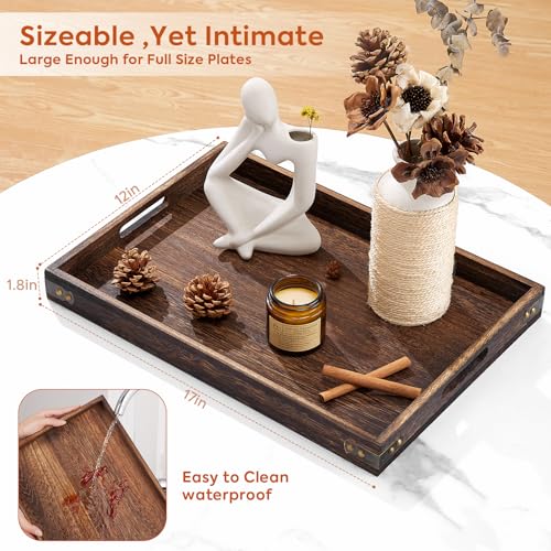 Yangbaga Serving Trays for Party17In Large Serving Tray with HandlesWooden Coffee Table TrayCharcuterie BoardsServing Platter for Breakfast in Bed TrayDecorative Rectangular Tray for OttomanBBQKitchen - Image 3