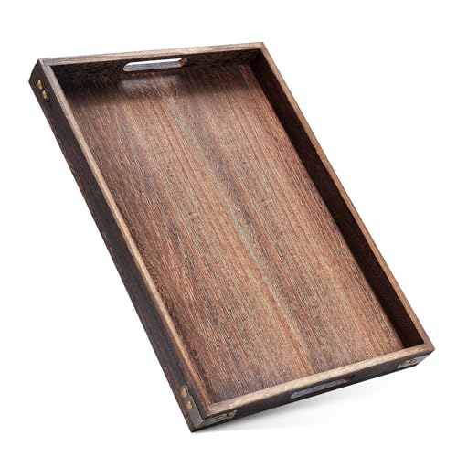 Yangbaga Serving Trays for Party17In Large Serving Tray with HandlesWooden Coffee Table TrayCharcuterie BoardsServing Platter for Breakfast in Bed TrayDecorative Rectangular Tray for OttomanBBQKitchen - Image 1