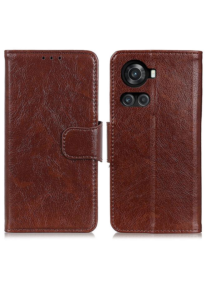 اس-توب جراب لهاتف OnePlus Ace / 10R، مصنوع من جلد النابا بتصميم أفقي قابل للطي - Image 1