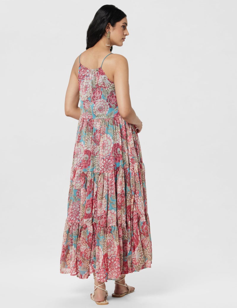 BIBA Women Printed Tired_ Ankle Length Casual Dress Mix and Match(Casual D2159_Coral_40) - Image 3