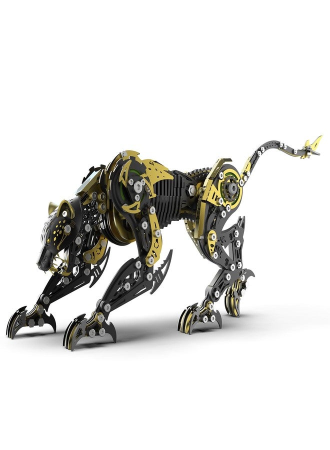 Wauvmoss 3D Metal Puzzle for Adults, 506Pcs Steampunk Mechanical Leopard Model Kits to Build, DIY Creative Art Desktop Ornament for Home Office Decor (BlackGold) - Image 1