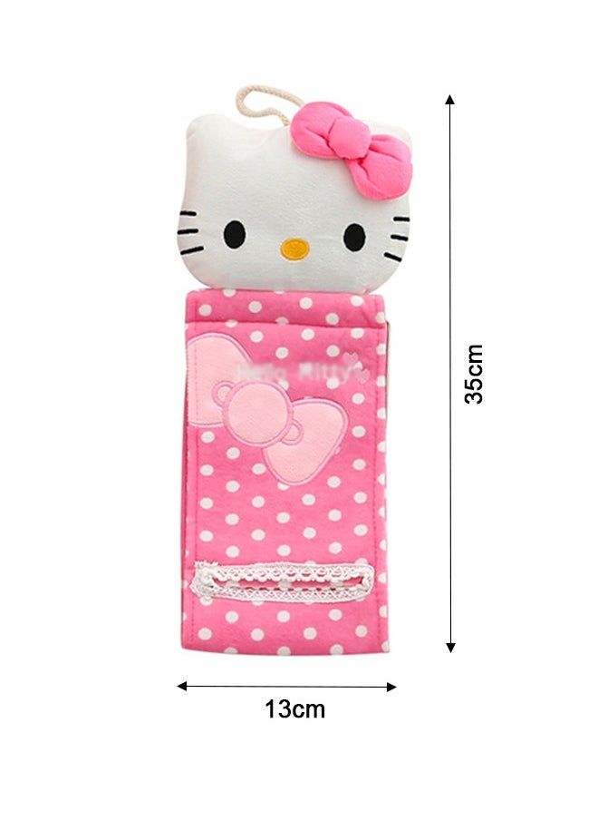 HelloKittyFriends - Hellokitty Pattern Roll Paper Cover Lovely Cartoon Toilet Paper Holder Wall Mounted Paper Towel Cover For Kitchen Living Room Toilet Bedroom Pink - Image 1
