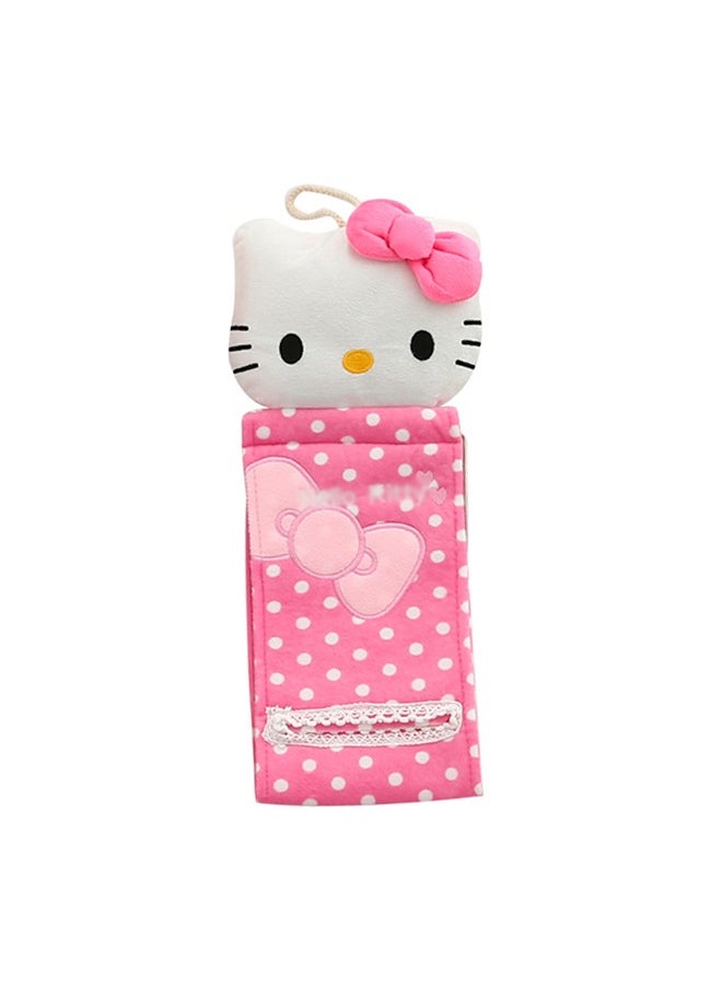 HelloKittyFriends - Hellokitty Pattern Roll Paper Cover Lovely Cartoon Toilet Paper Holder Wall Mounted Paper Towel Cover For Kitchen Living Room Toilet Bedroom Pink - Image 1