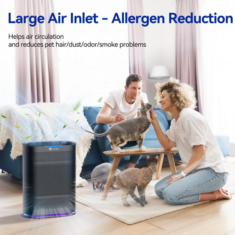 Aucleia Air Purifiers for Home Large Room Cover 2,100 FtÂ²,Home Air Purifier with Air Quality Monitor & Aromatherapy,Auto H13 Air Purifier Removes Pets Hair Dust Smoke Odor,with 7 Colors Light(Black) - Image 2