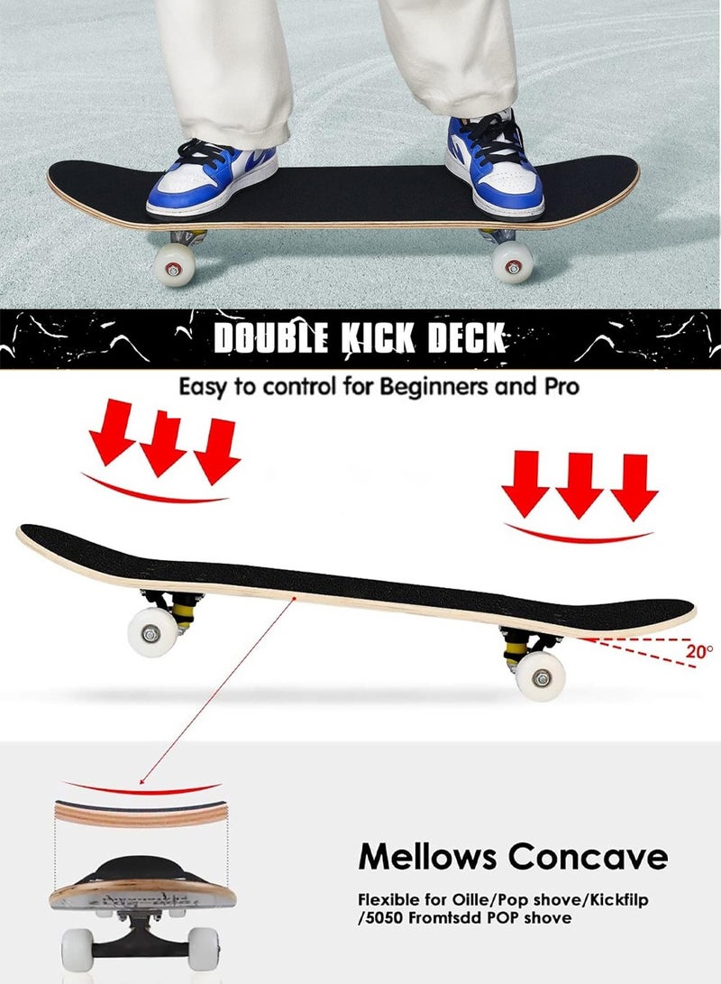 أفينجيرز لوح تزلج قياسي مزدوج الركلة مقاس 31 × 8 بوصة، عالي الجودة مكون من 7 طبقات من خشب القيقب الكندي المقعر، احترافي سكيت بورد مثالي لجميع المتزلجين على المستويات والمبتدئين والخبراء، ومناسب للأولاد والبنات - Image 5