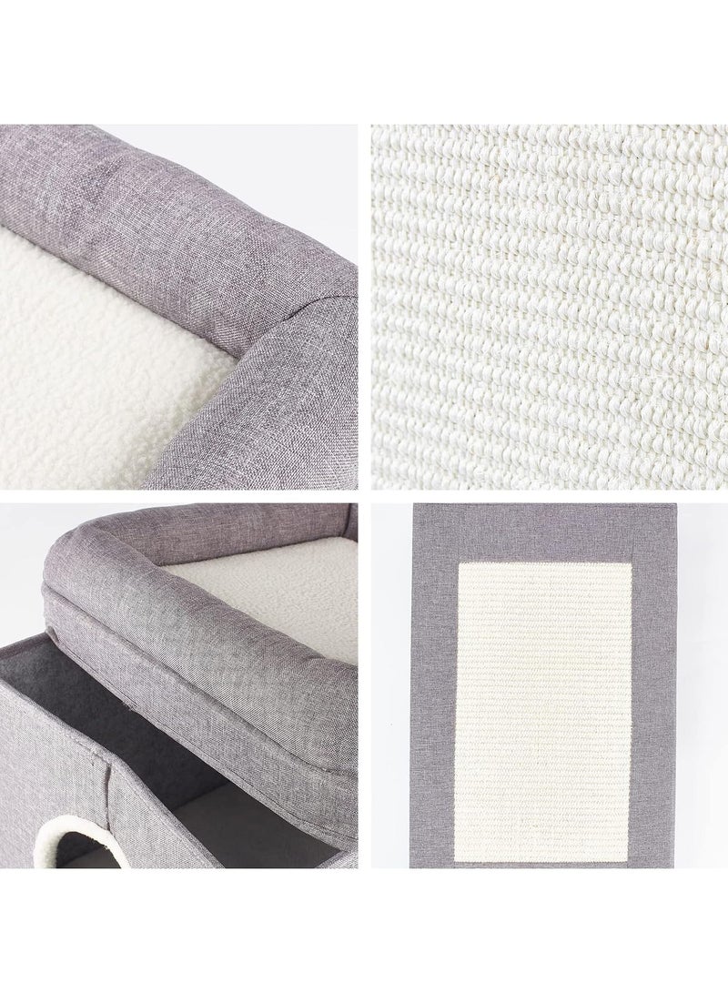 A.M Cat Cave 3-Tier Cat Bed with Removable Cushion Size: 39 x 39 x 64 cm, Cat Cave Beds for House Cats - Image 4