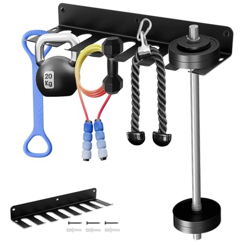 Ranjaner Gym Equipment Storage Rack Resistance Bands Storage Hanger MultiPurpose Home Gym Rack Organizer Wall Mount for Barbells Jump Ropes Lifting Belt Gym Accessories - Image 1