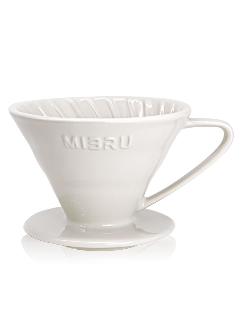 MIBRU V60 Ceramic Dripper Made Of High Fired Material Pour Over Coffee Maker Slow Brewing Home Office Cafe Strong Flavour Brewer White Size 02  - Image 2