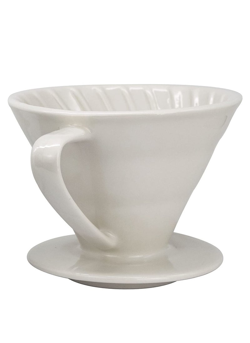 MIBRU V60 Ceramic Dripper Made Of High Fired Material Pour Over Coffee Maker Slow Brewing Home Office Cafe Strong Flavour Brewer White Size 02  - Image 4