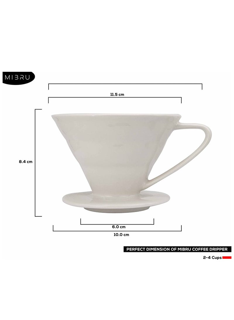MIBRU V60 Ceramic Dripper Made Of High Fired Material Pour Over Coffee Maker Slow Brewing Home Office Cafe Strong Flavour Brewer White Size 02  - Image 5