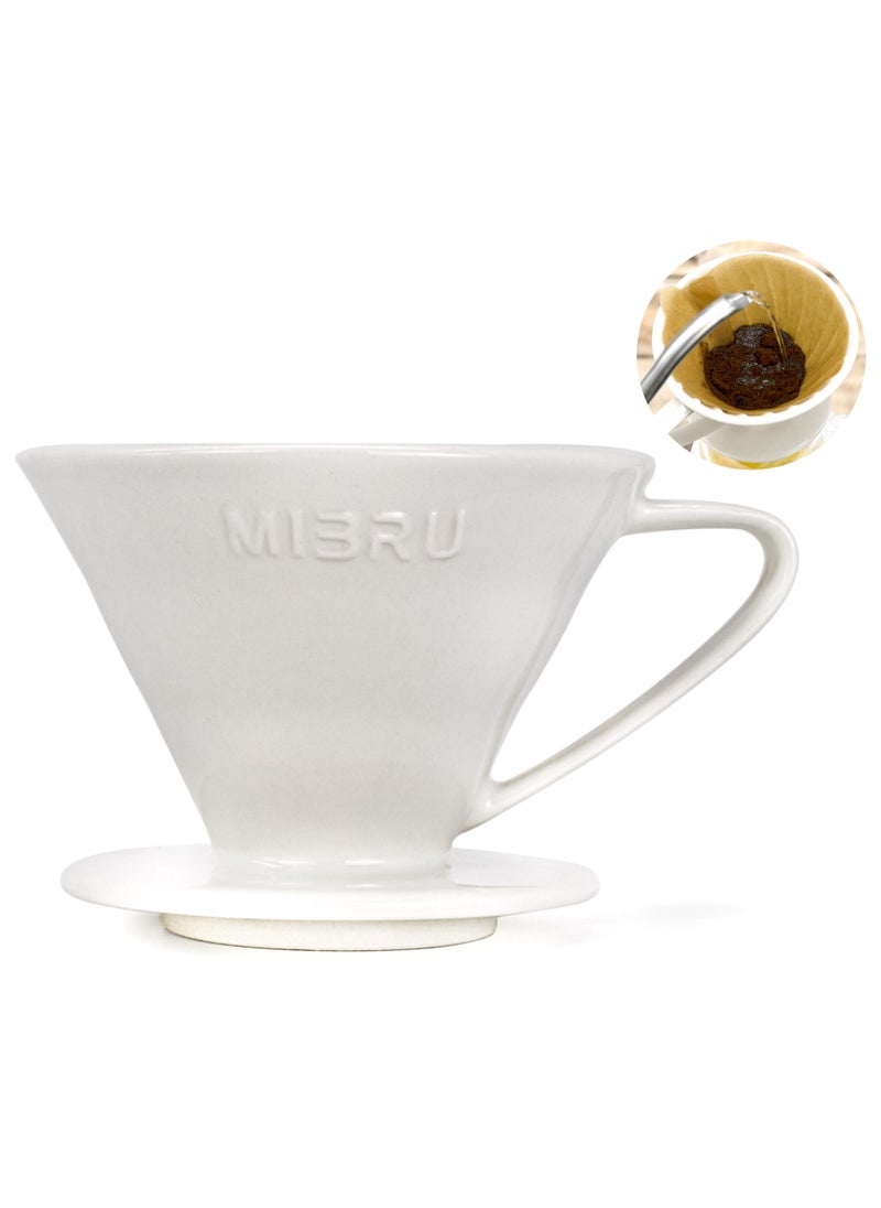 MIBRU V60 Ceramic Dripper Made Of High Fired Material Pour Over Coffee Maker Slow Brewing Home Office Cafe Strong Flavour Brewer White Size 02  - Image 1