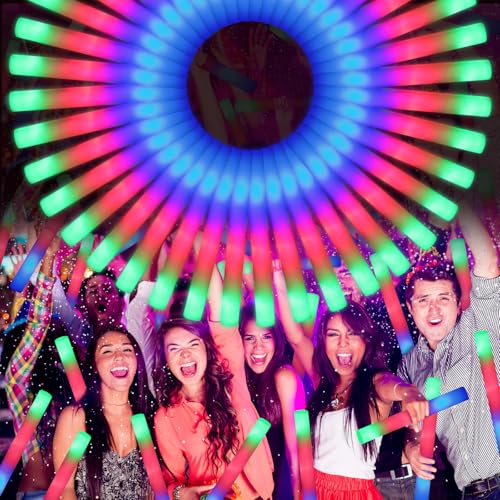 OLUPP 70 PCS LED Foam Glow Sticks Bulk Glow in the Dark Party Supplies with 3 Modes Colorful Flashing Foam Light Up Sticks for WeddingBirthdayNeon PartyCarnivalConcertNew Year - Image 1
