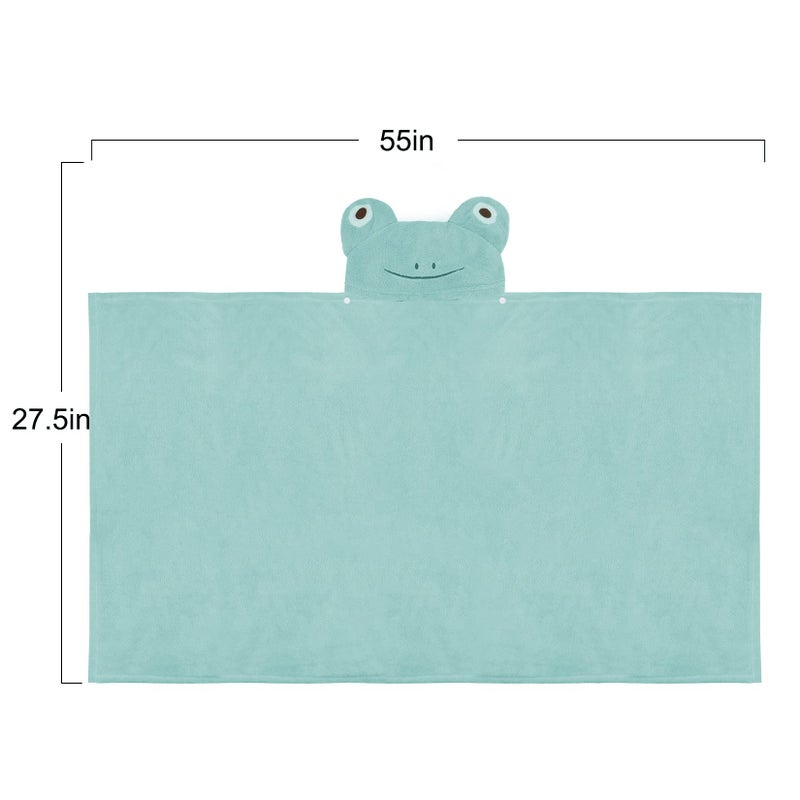 ROMASA Baby Bath Towel Ultra Soft Hooded Towel Highly Absorbent Bathrobe Blanket Toddlers Shower Gifts for Boys Girls-27.5" x 55" (Green Frog) - Image 2