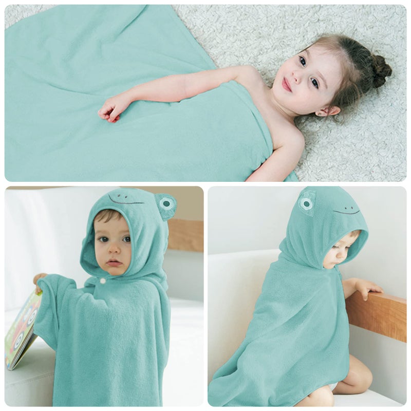 ROMASA Baby Bath Towel Ultra Soft Hooded Towel Highly Absorbent Bathrobe Blanket Toddlers Shower Gifts for Boys Girls-27.5" x 55" (Green Frog) - Image 5
