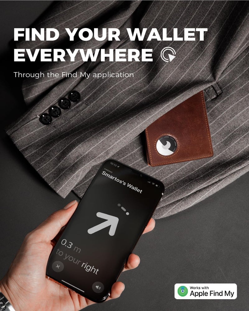 LORZOR AirTag Wallet- Bifold Full Grain Leather AirTag Wallet for Men, Minimalist Front Pocket Wallet with Airtag Holder, RFID Blocking, 12 Card Capacity Gift for Men(Vintage Brown) - Image 2