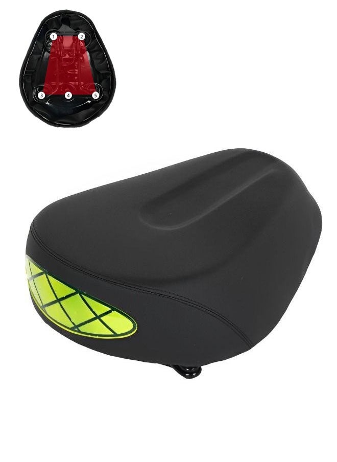 founder Comfortable Bike Seat Cushion with Reflective Strip -Bicycle Seat for Men Women with 5 Shock Absorbing Springs Memory Foam Waterproof Wide Bicycle Saddle Fit for Bikes  - Image 1