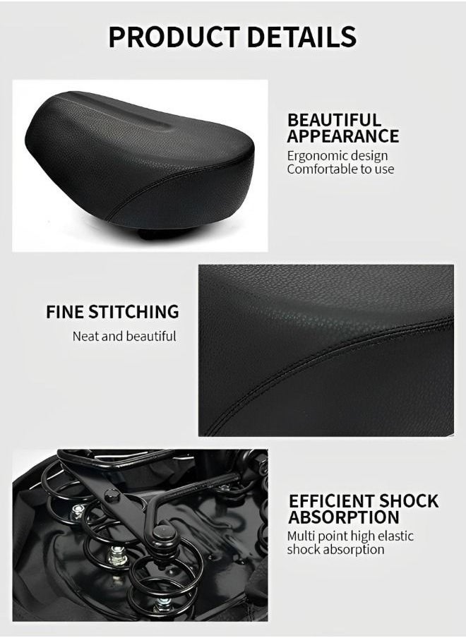 founder Comfortable Bike Seat Cushion with Reflective Strip -Bicycle Seat for Men Women with 5 Shock Absorbing Springs Memory Foam Waterproof Wide Bicycle Saddle Fit for Bikes  - Image 3