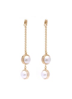 Karen Millen Logo Pearl Double Drop Earrings  - Image 1