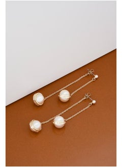 Karen Millen Logo Pearl Double Drop Earrings  - Image 2