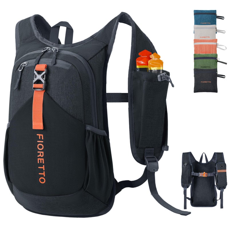 FIORETTO 10L Hiking Backpack for Women Men Mini Packable Backpack Lightweight Small Daypack for Camping Travel Outdoor, Black - Image 1