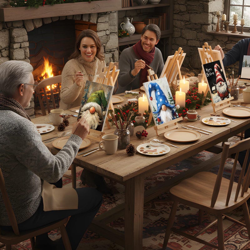 Sherr 12 Pcs Pre Drawn Canvas Pre Printed Canvas Set for Adults Cute Printed to Paint Set Theme Painting for Valentine's Day Party Favor(Xmas Gnome,8 x 10 Inch) - Image 4