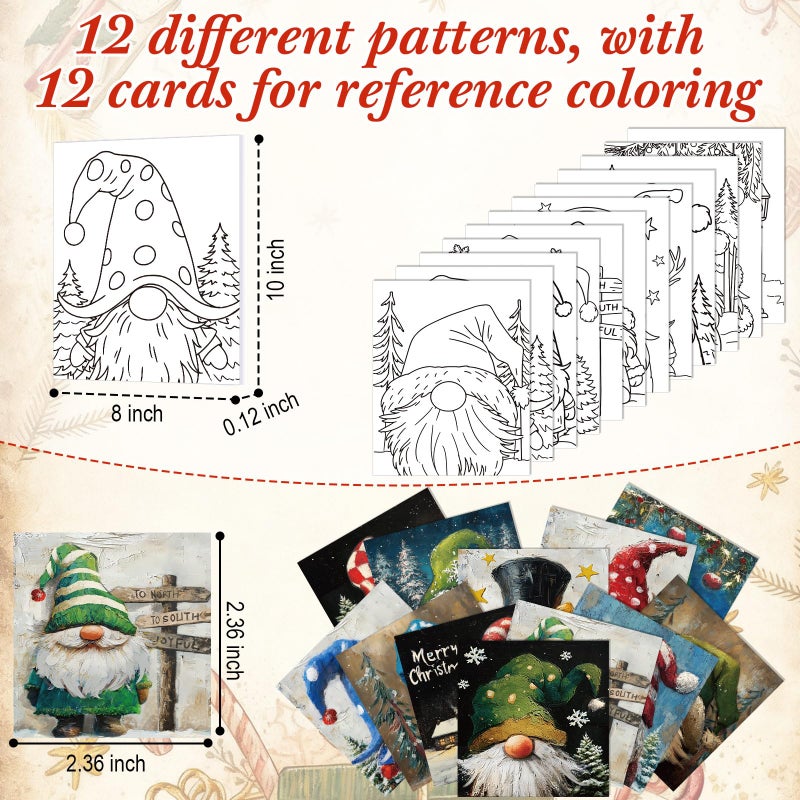 Sherr 12 Pcs Pre Drawn Canvas Pre Printed Canvas Set for Adults Cute Printed to Paint Set Theme Painting for Valentine's Day Party Favor(Xmas Gnome,8 x 10 Inch) - Image 3