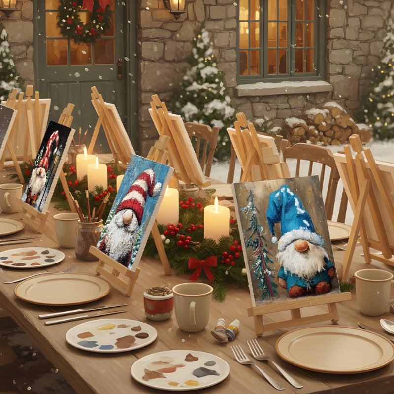 Sherr 12 Pcs Pre Drawn Canvas Pre Printed Canvas Set for Adults Cute Printed to Paint Set Theme Painting for Valentine's Day Party Favor(Xmas Gnome,8 x 10 Inch) - Image 5